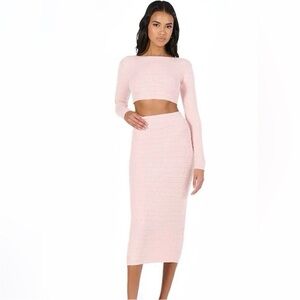 Naked Wardrobe Pink Knit Skirt & Top Set